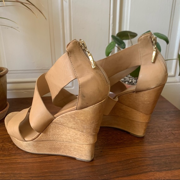 Diane Von Furstenburg Tan Opal Crisscross Wedge - Picture 3 of 10